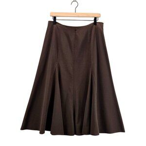 Dressbarn Brown Career Wear Skirt Midi  Flare Godet Insterts Bandless Waist